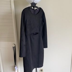 Black long sleeve detailed dress